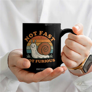 Funny Snail Introvert Slow Living Coffee Mug Not Fast Not Furious Retro Sunset