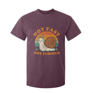 Funny Snail Introvert Slow Living T Shirt For Kid Not Fast Not Furious Retro Sunset