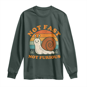 Funny Snail Introvert Slow Living Long Sleeve Shirt Not Fast Not Furious Retro Sunset