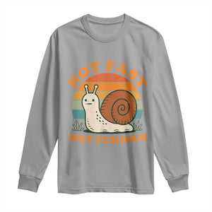 Funny Snail Introvert Slow Living Long Sleeve Shirt Not Fast Not Furious Retro Sunset