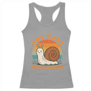 Funny Snail Introvert Slow Living Racerback Tank Top Not Fast Not Furious Retro Sunset