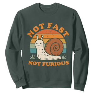 Funny Snail Introvert Slow Living Sweatshirt Not Fast Not Furious Retro Sunset