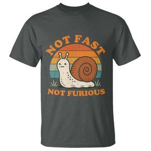 Funny Snail Introvert Slow Living T Shirt Not Fast Not Furious Retro Sunset