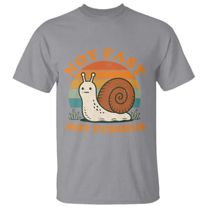 Funny Snail Introvert Slow Living T Shirt Not Fast Not Furious Retro Sunset