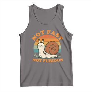 Funny Snail Introvert Slow Living Tank Top Not Fast Not Furious Retro Sunset