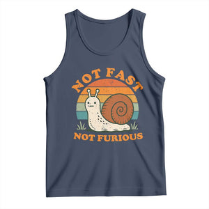Funny Snail Introvert Slow Living Tank Top Not Fast Not Furious Retro Sunset