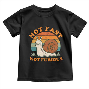 Funny Snail Introvert Slow Living Toddler T Shirt Not Fast Not Furious Retro Sunset