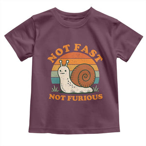 Funny Snail Introvert Slow Living Toddler T Shirt Not Fast Not Furious Retro Sunset