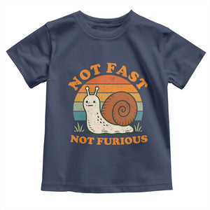 Funny Snail Introvert Slow Living Toddler T Shirt Not Fast Not Furious Retro Sunset