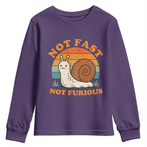 Funny Snail Introvert Slow Living Youth Sweatshirt Not Fast Not Furious Retro Sunset