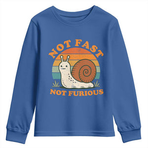Funny Snail Introvert Slow Living Youth Sweatshirt Not Fast Not Furious Retro Sunset