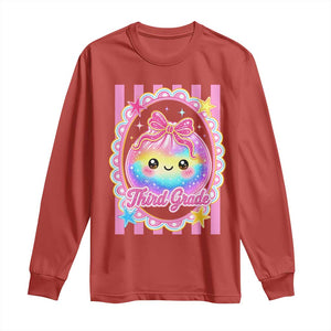 Kawaii Third Grade Glitter Dumpling Printed Graphic Long Sleeve Shirt Cute First Day Back To School for Students Teachers