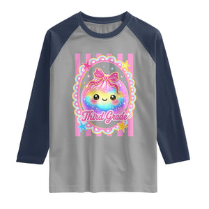 Kawaii Third Grade Glitter Dumpling Printed Graphic Raglan Shirt Cute First Day Back To School for Students Teachers