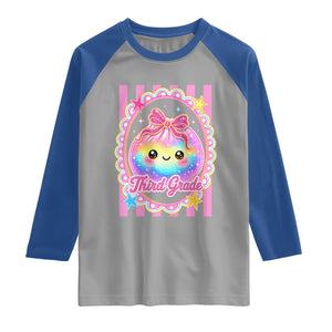 Kawaii Third Grade Glitter Dumpling Printed Graphic Raglan Shirt Cute First Day Back To School for Students Teachers