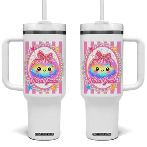 Kawaii Third Grade Glitter Dumpling Printed Graphic Tumbler With Handle Cute First Day Back To School for Students Teachers