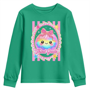 Kawaii Third Grade Glitter Dumpling Printed Graphic Youth Sweatshirt Cute First Day Back To School for Students Teachers
