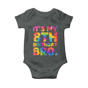 It is My 8th Birthday Bro Printed Tie Dye Graphic Baby Onesie 8 Years Old Bday Party Retro Hippie Rainbow