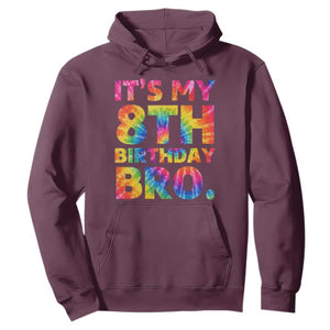 It is My 8th Birthday Bro Printed Tie Dye Graphic Hoodie 8 Years Old Bday Party Retro Hippie Rainbow