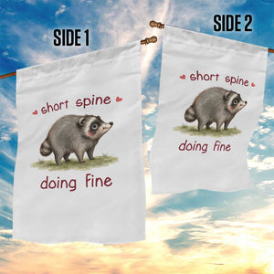Cute Watercolor Jimothy the Raccoon Inspirational Garden Flag Short Spine Doing Fine Viral Seattle Trash Panda Supporter