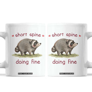 Cute Watercolor Jimothy the Raccoon Inspirational Coffee Mug Short Spine Doing Fine Viral Seattle Trash Panda Supporter