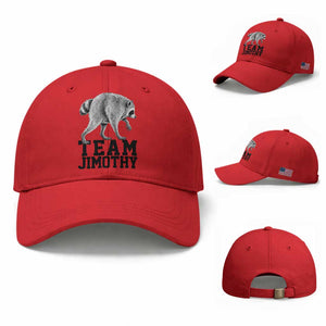 Team Jimothy Viral Seattle Raccoon Baseball Cap Vintage Trash Panda Meme Graphic TS02 Baseball Cap Universal Fit Red Print Your Wear