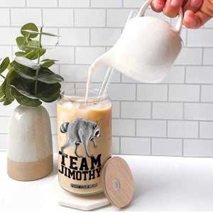 Team Jimothy Viral Seattle Raccoon Glass Can Vintage Trash Panda Meme Graphic