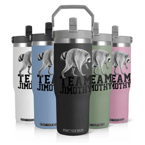 Team Jimothy Viral Seattle Raccoon Flip Straw Tumbler Vintage Trash Panda Meme Graphic