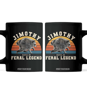 Jimothy from Seattle WA Feral Legend Raccoon Coffee Mug Viral Trash Panda Vintage Sunset Arch Graphic