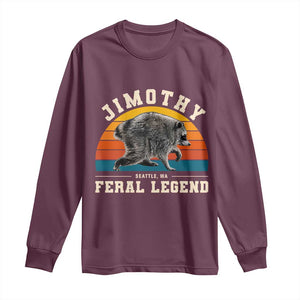 Jimothy from Seattle WA Feral Legend Raccoon Long Sleeve Shirt Viral Trash Panda Vintage Sunset Arch Graphic TS02 Maroon Print Your Wear