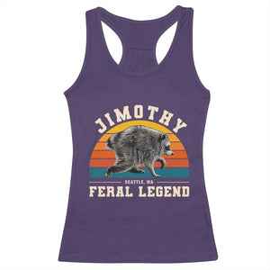 Jimothy from Seattle WA Feral Legend Raccoon Racerback Tank Top Viral Trash Panda Vintage Sunset Arch Graphic