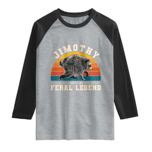 Jimothy from Seattle WA Feral Legend Raccoon Raglan Shirt Viral Trash Panda Vintage Sunset Arch Graphic