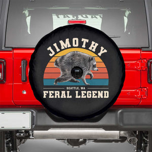 Jimothy from Seattle WA Feral Legend Raccoon Spare Tire Cover Viral Trash Panda Vintage Sunset Arch Graphic