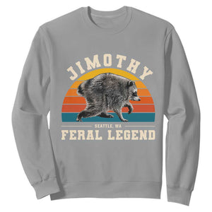 Jimothy from Seattle WA Feral Legend Raccoon Sweatshirt Viral Trash Panda Vintage Sunset Arch Graphic TS02 Sport Gray Print Your Wear