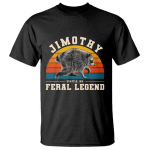 Jimothy from Seattle WA Feral Legend Raccoon T Shirt Viral Trash Panda Vintage Sunset Arch Graphic TS02 Black Print Your Wear