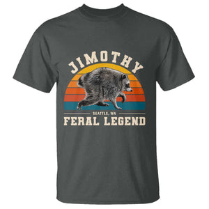Jimothy from Seattle WA Feral Legend Raccoon T Shirt Viral Trash Panda Vintage Sunset Arch Graphic TS02 Dark Heather Print Your Wear