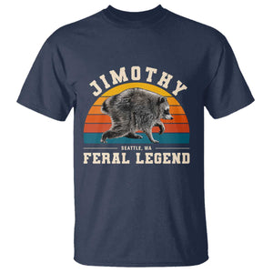 Jimothy from Seattle WA Feral Legend Raccoon T Shirt Viral Trash Panda Vintage Sunset Arch Graphic TS02 Navy Print Your Wear