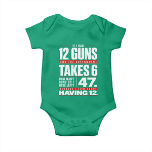 Funny 2A Math Word Problem Pro Gun Rights Baby Onesie 47 Guns Left Because I Lied About Having 12