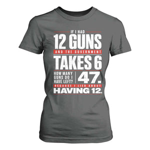 Funny 2A Math Word Problem Pro Gun Rights T Shirt For Women 47 Guns Left Because I Lied About Having 12