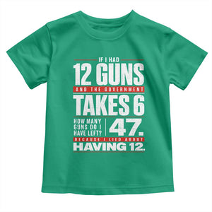 Funny 2A Math Word Problem Pro Gun Rights Toddler T Shirt 47 Guns Left Because I Lied About Having 12