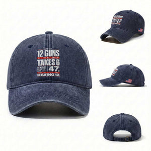 Funny 2A Math Word Problem Pro Gun Rights Washed Cotton Baseball Cap 47 Guns Left Because I Lied About Having 12