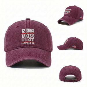 Funny 2A Math Word Problem Pro Gun Rights Washed Cotton Baseball Cap 47 Guns Left Because I Lied About Having 12