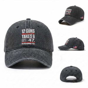 Funny 2A Math Word Problem Pro Gun Rights Washed Cotton Baseball Cap 47 Guns Left Because I Lied About Having 12