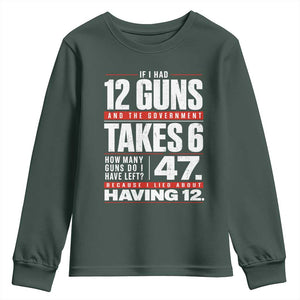 Funny 2A Math Word Problem Pro Gun Rights Youth Sweatshirt 47 Guns Left Because I Lied About Having 12