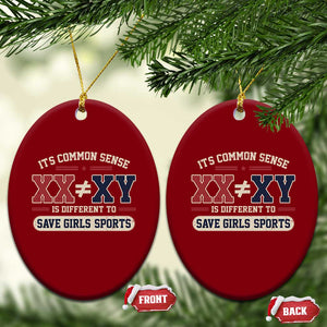 Save Girls Sports XX Does Not Equal XY Ceramic Ornament Biological Science Vintage Varsity Athletic Graphic