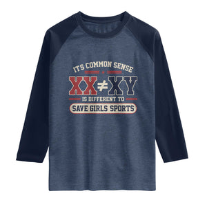 Save Girls Sports XX Does Not Equal XY Raglan Shirt Biological Science Vintage Varsity Athletic Graphic
