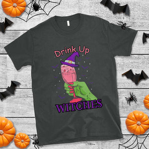 Drinking Witch T Shirt Drink Up Witches Wine Lover TS02 Dark Heather Print Your Wear