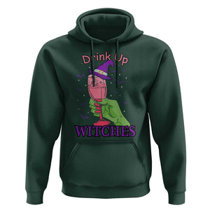 Drinking Witch Hoodie Drink Up Witches Wine Lover TS02 Dark Forest Green Print Your Wear