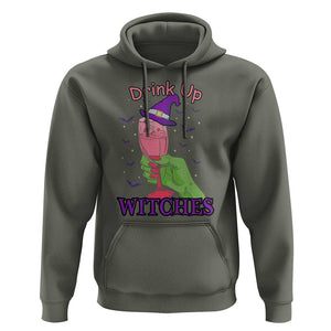 Drinking Witch Hoodie Drink Up Witches Wine Lover TS02 Military Green Print Your Wear