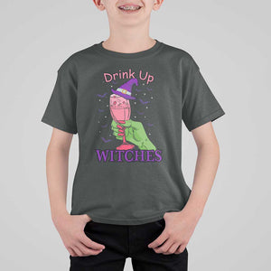 Drinking Witch T Shirt For Kid Drink Up Witches Wine Lover TS02 Dark Heather Print Your Wear