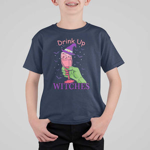 Drinking Witch T Shirt For Kid Drink Up Witches Wine Lover TS02 Navy Print Your Wear